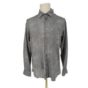 Robert Graham Casual Button Front Long Sleeve Shirt SANTINO Grey Cotton M